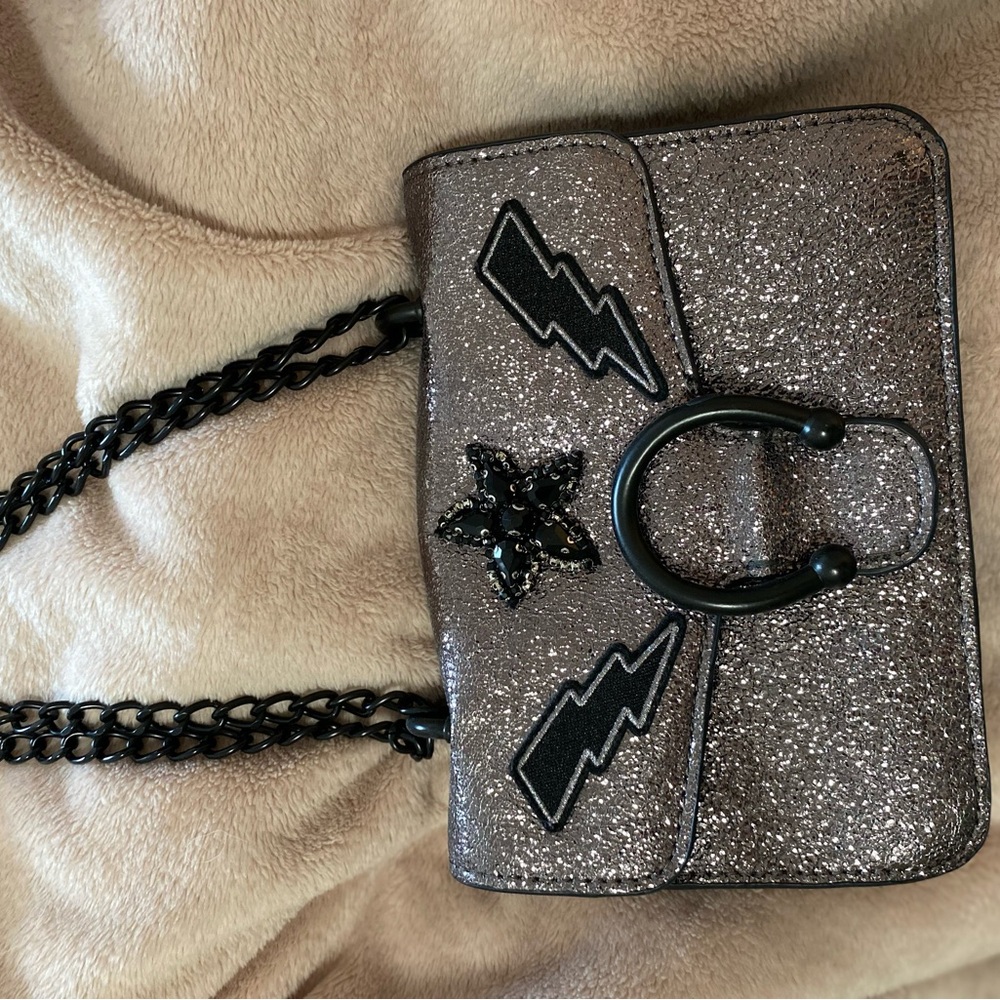 Glittery Black Chain Steve Madden Shoulder Bag